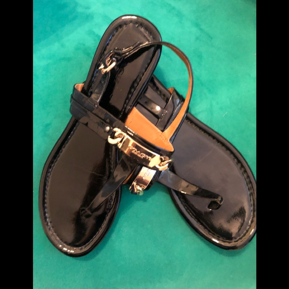 Coach black sandals. Come with the box.